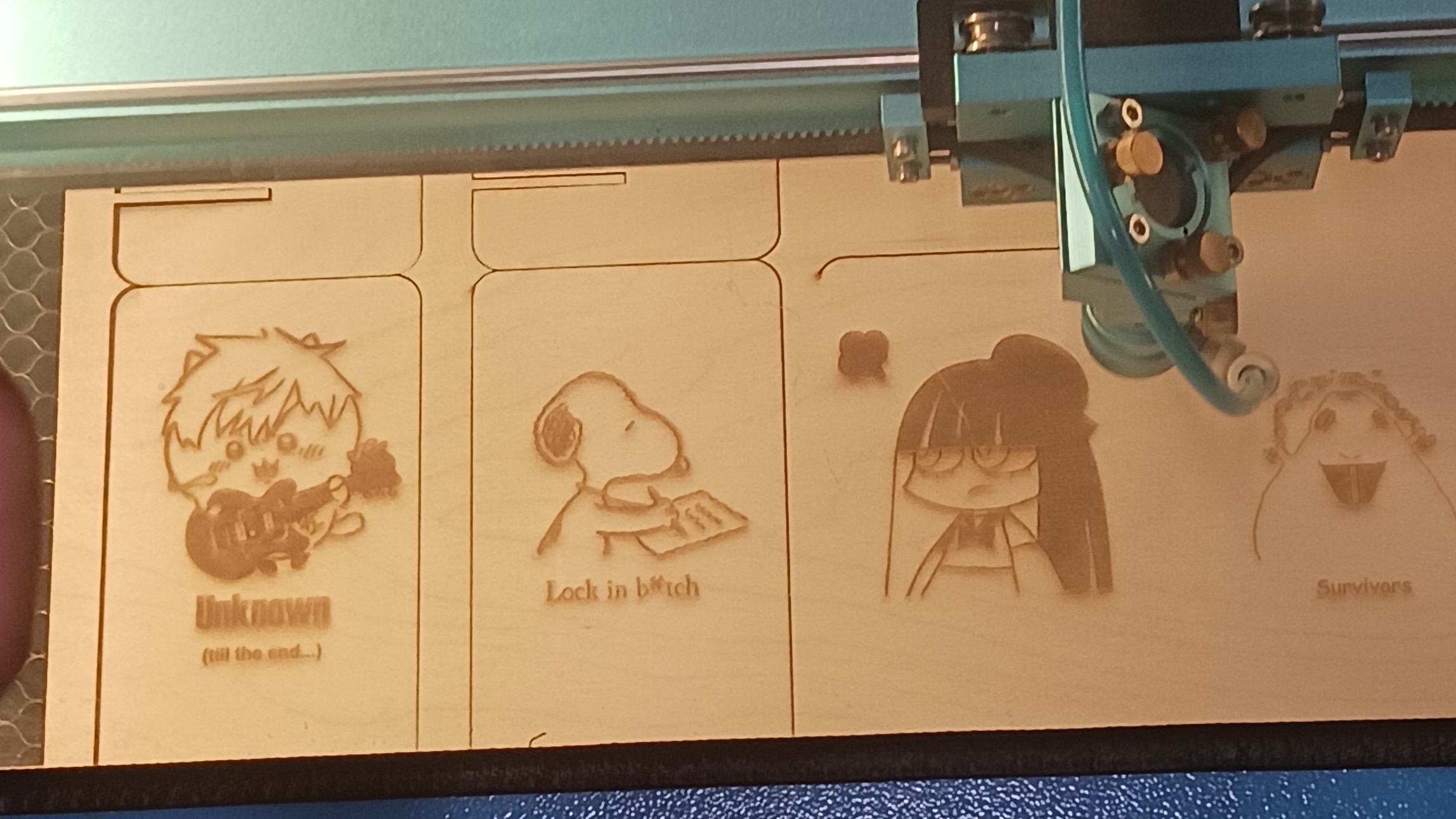 Transfer of top row of designs onto wood